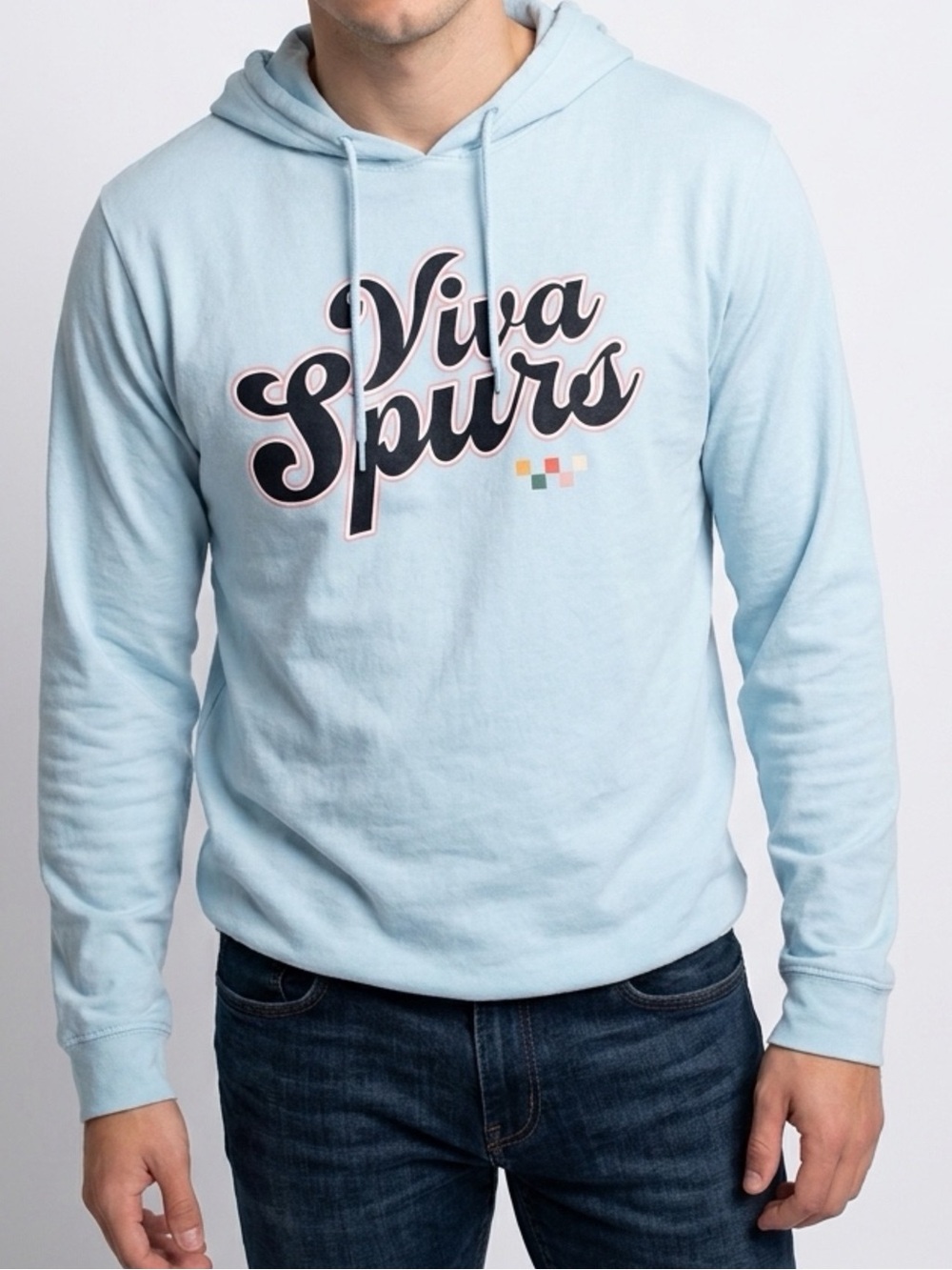 Spurs City Edition Viva Spurs Light Blue Long Sleeve Shirt Hoodie Mens Size M